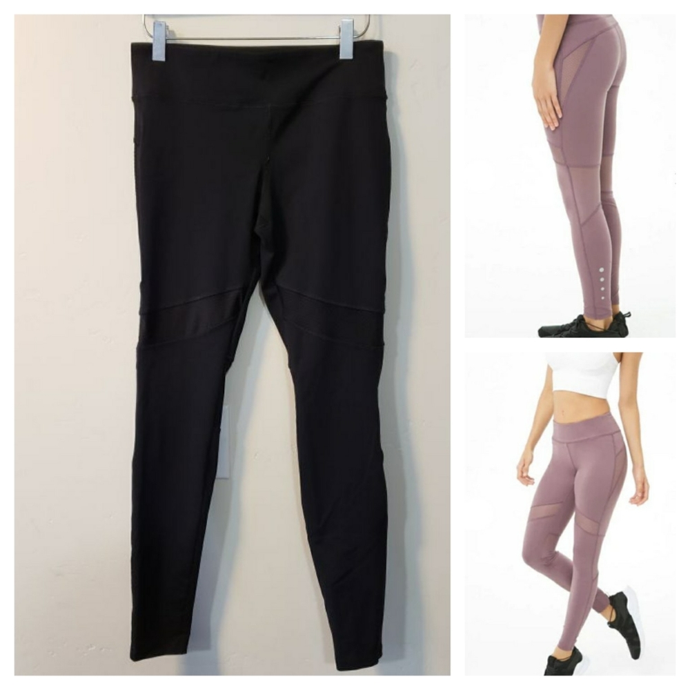 Forever 21 Active Mesh-Panel Key Pocket Leggings